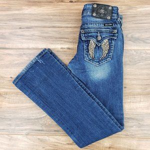 Miss Me Sz 26 Boot, Leather Angel Wing Flap Pocket